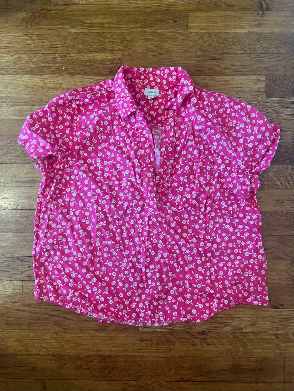 J Crew Factory Pink Floral Short-Sleeve Blouse
